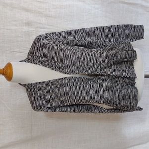 WHBM black & white space dye peplum open cardigan